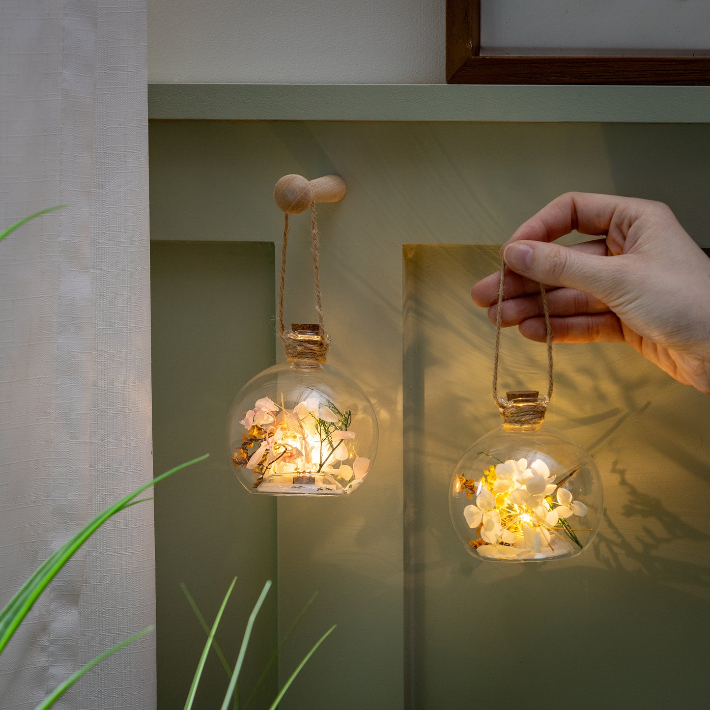Hanging Floral Glass Jar