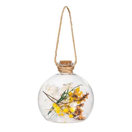 Hanging Floral Glass Jar
