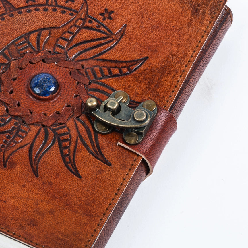 Sun & Moon Embossed Leather Journal