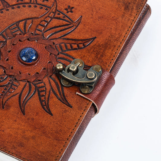 Sun & Moon Embossed Leather Journal