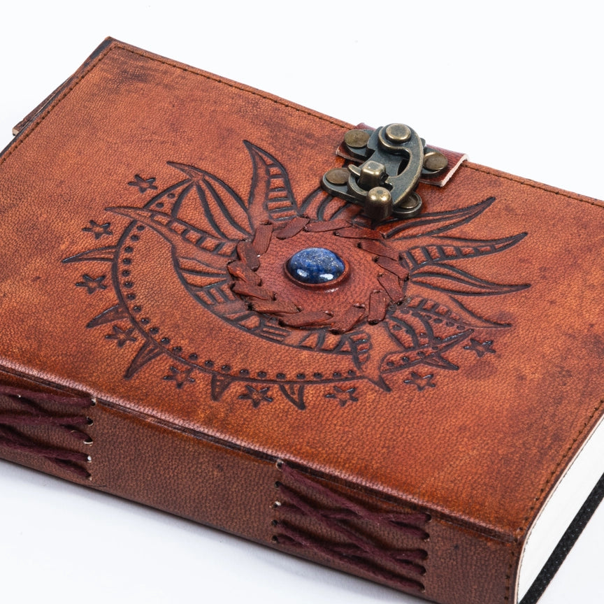 Sun & Moon Embossed Leather Journal