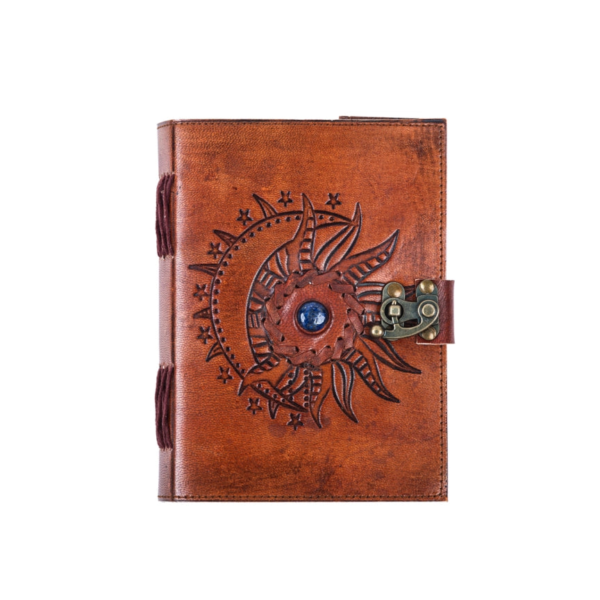 Sun & Moon Embossed Leather Journal