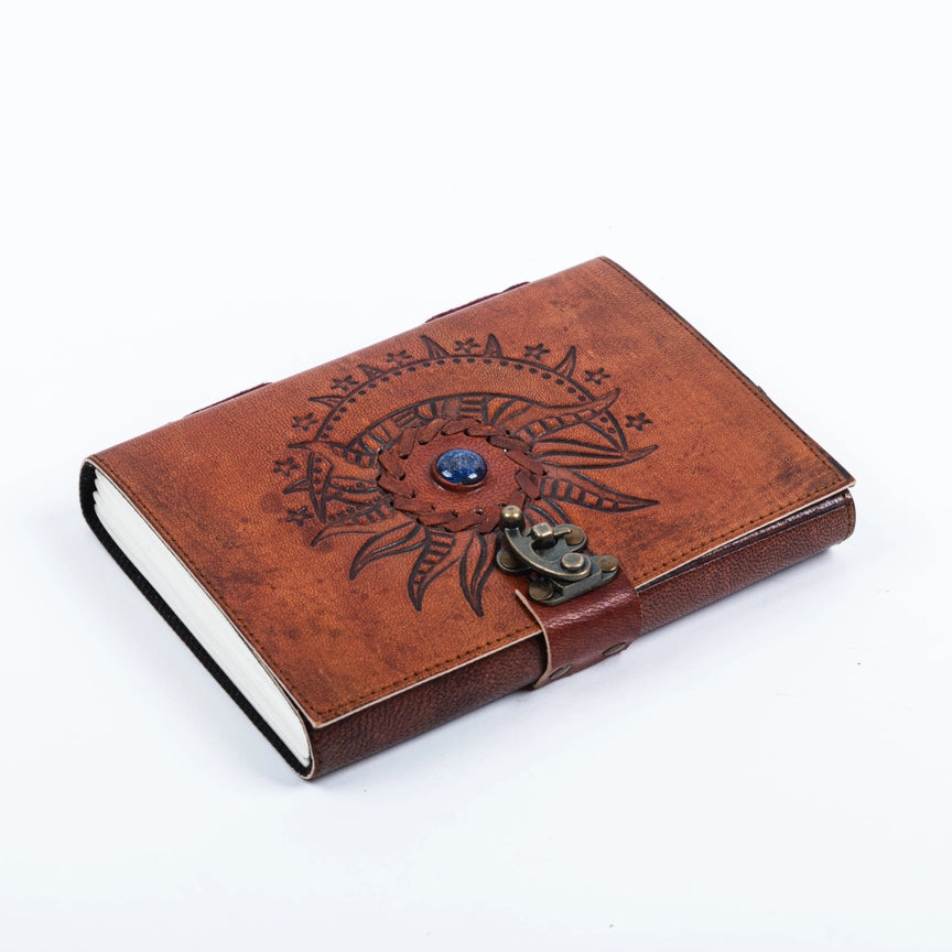 Sun & Moon Embossed Leather Journal