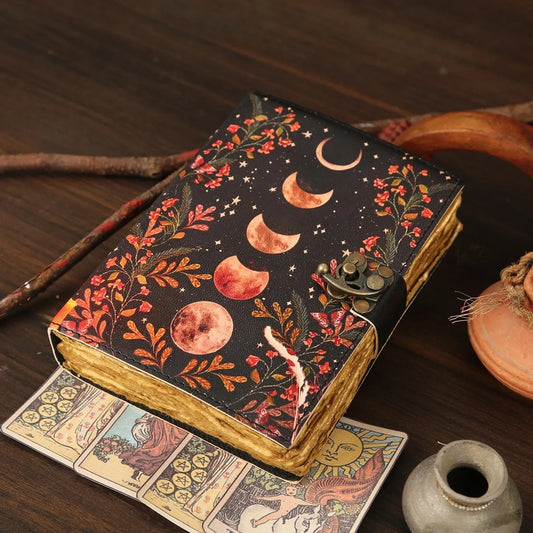 Moon Phase Print Leather Journal