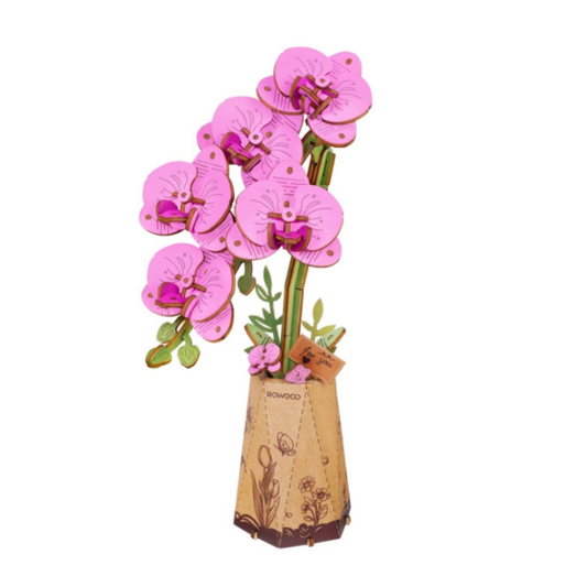 3D Wooden Flower Puzzle: Purple Moth Orchid