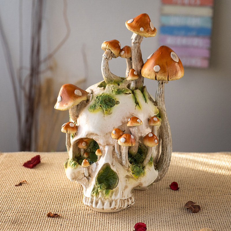 Large Mushroom Skull Figurine