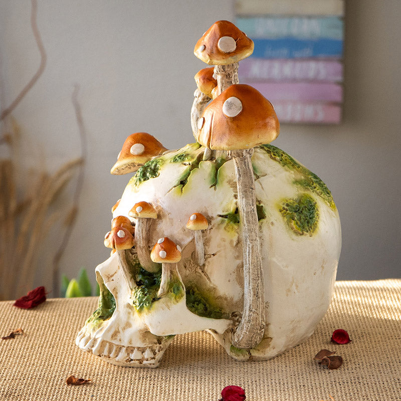 Large Mushroom Skull Figurine