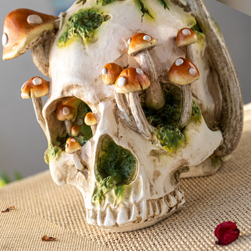 Large Mushroom Skull Figurine