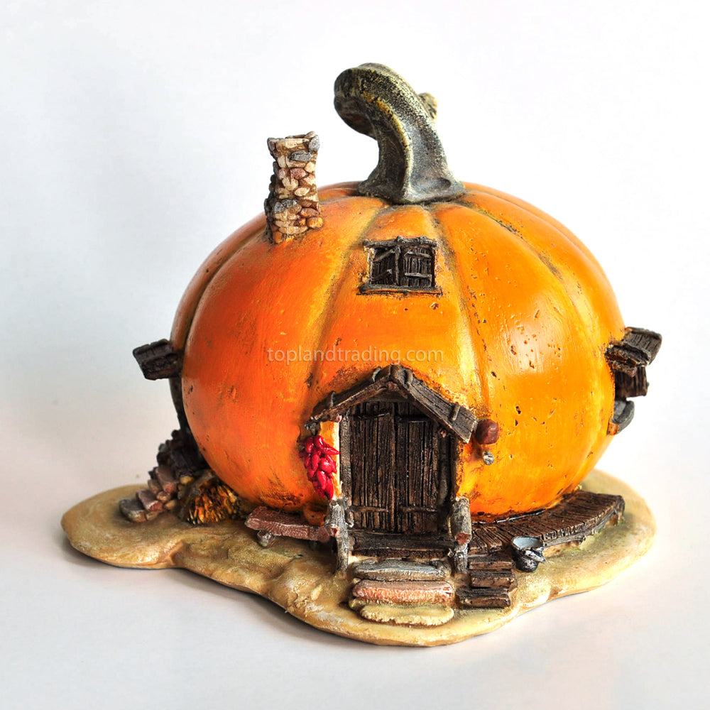 Miniature Orange Pumpkin Fairy House