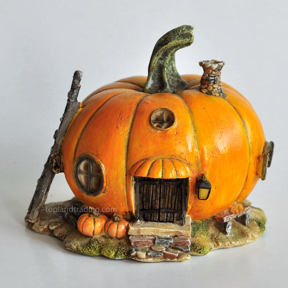 Miniature Orange Pumpkin Fairy House