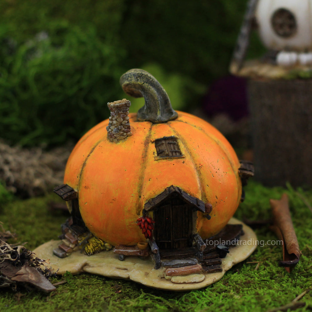 Miniature Orange Pumpkin Fairy House