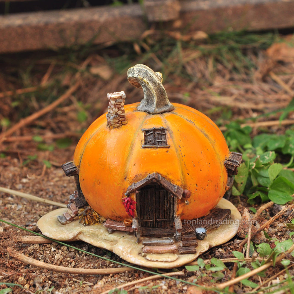 Miniature Orange Pumpkin Fairy House