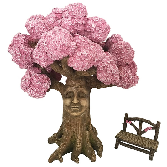 Pink Blossom Tree with Bench