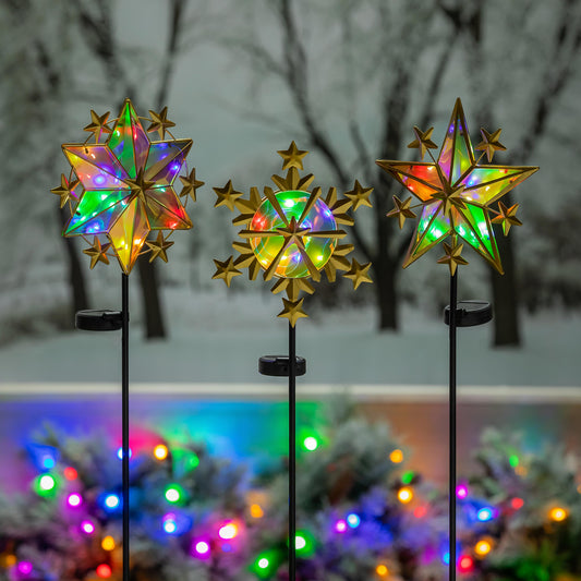 Iridescent Star Solar Garden Stake