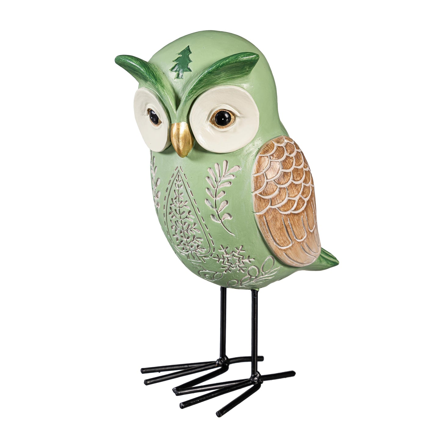 Green Winter Owl Statue