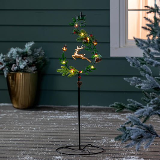 3-in-1 Reindeer Solar Garden Stake