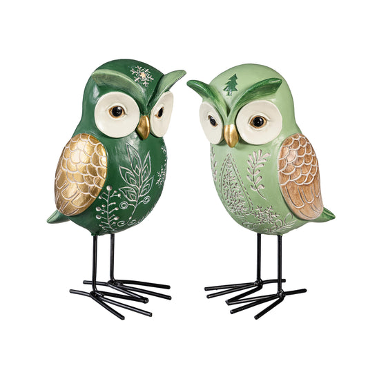 Green Winter Owl Statue