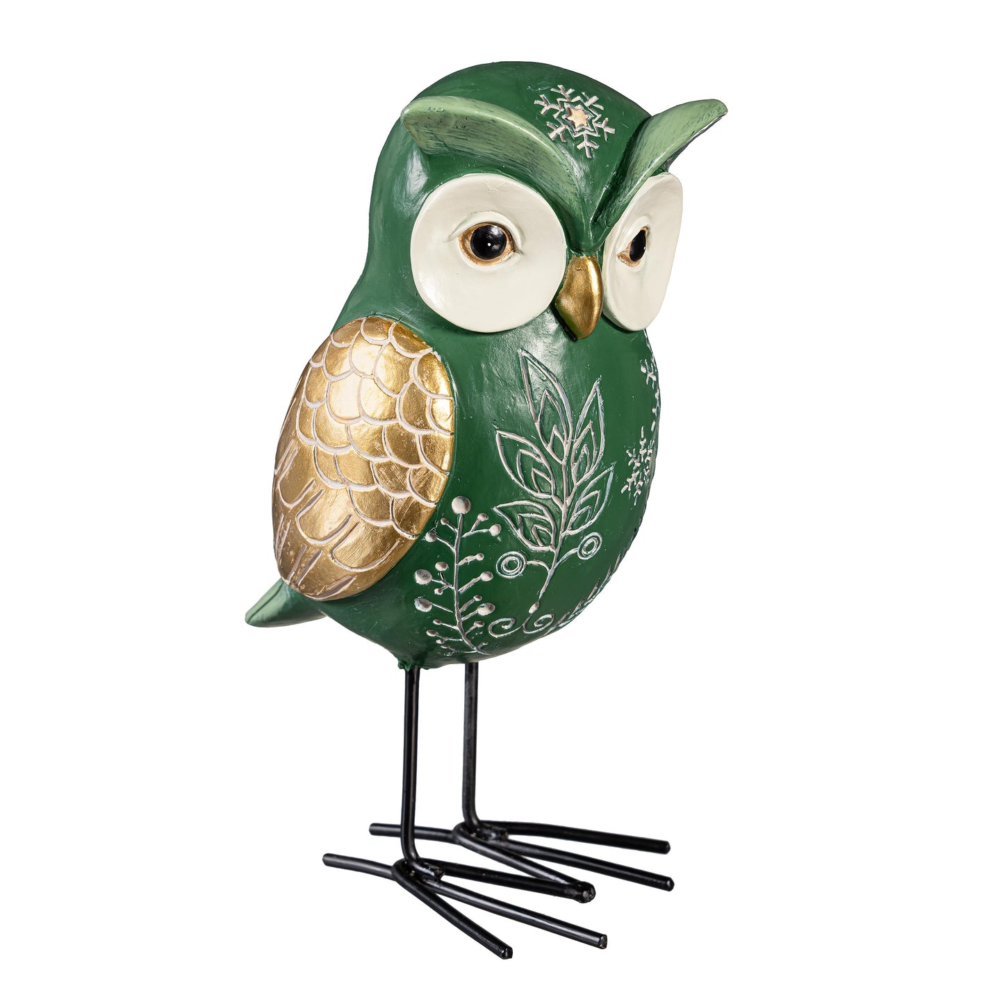 Green Winter Owl Statue