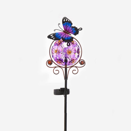 Solar Floral Orb Garden Stake