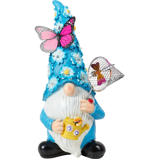 Solar Garden Gnome with Butterfly