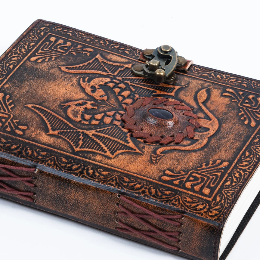 Stone Dragon Embossed Leather Journal
