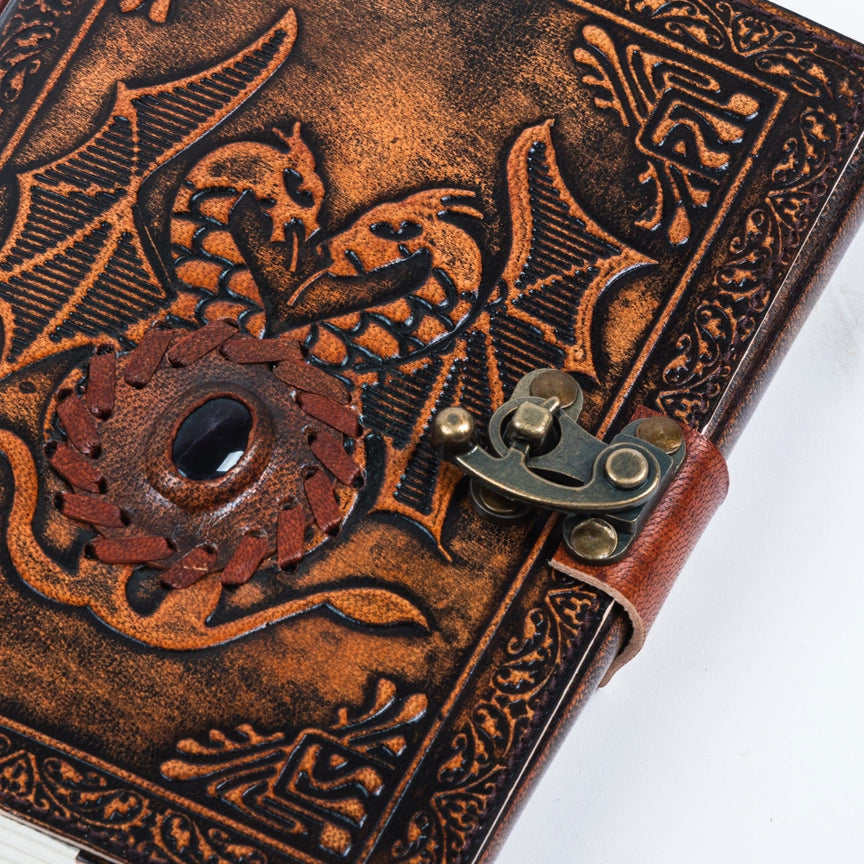Stone Dragon Embossed Leather Journal