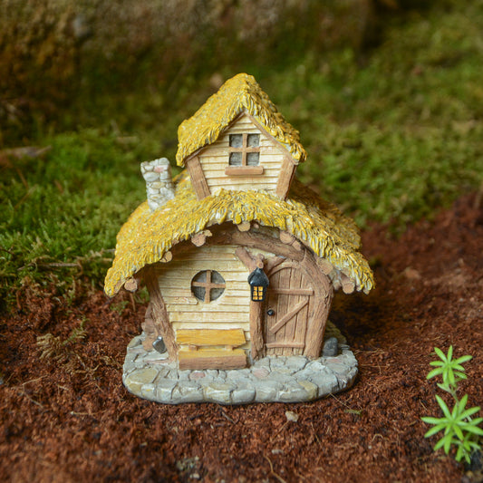 Straw-Thatched Cabin Fairy House