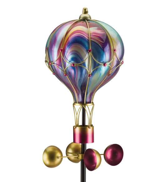 Swirl Balloon Spinner Solar Garden Stake - Purple