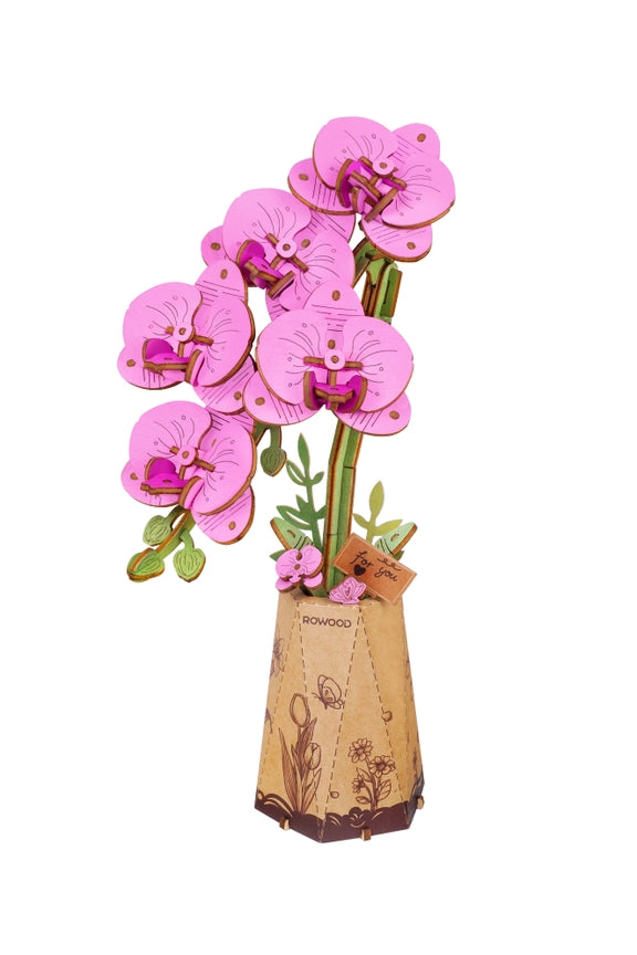 3D Wooden Flower Puzzle: Purple Moth Orchid