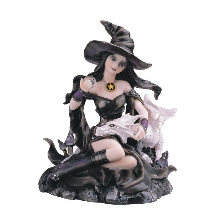 Witch Girl With Dragon Figurine