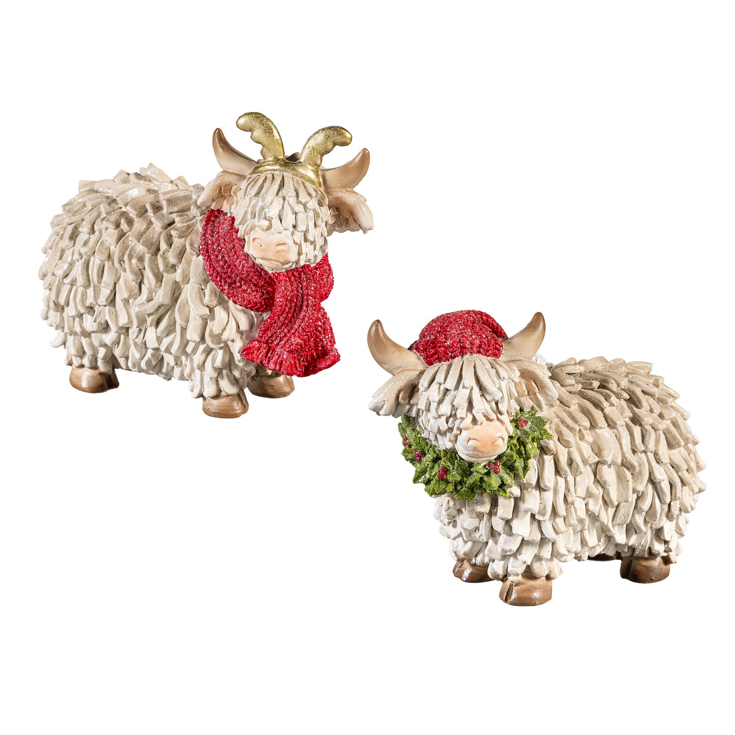 Holiday Highland Cow Figurines