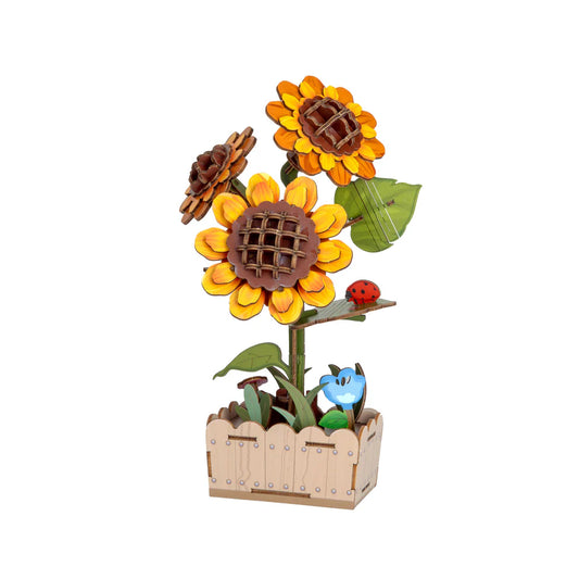 3D Wooden Flower Puzzle: Sunflower