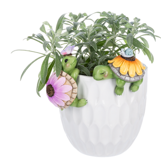 Floral Turtle Pot Percher