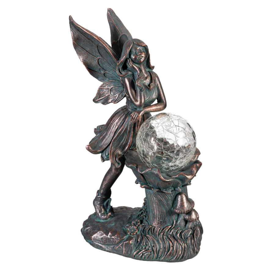 LED Fairy With Orb Statue