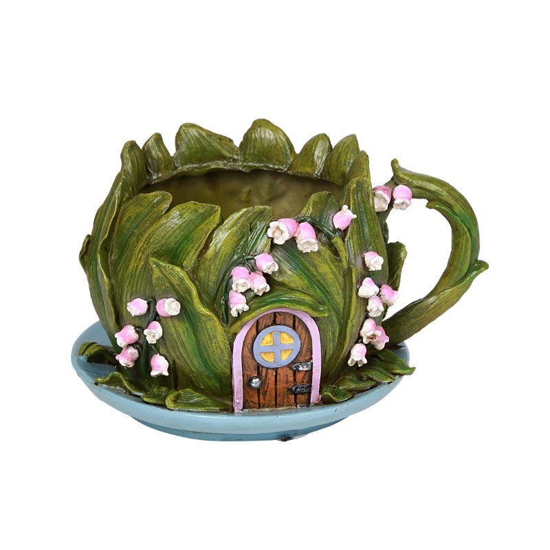 Floral Fairy Door Teacup Planter
