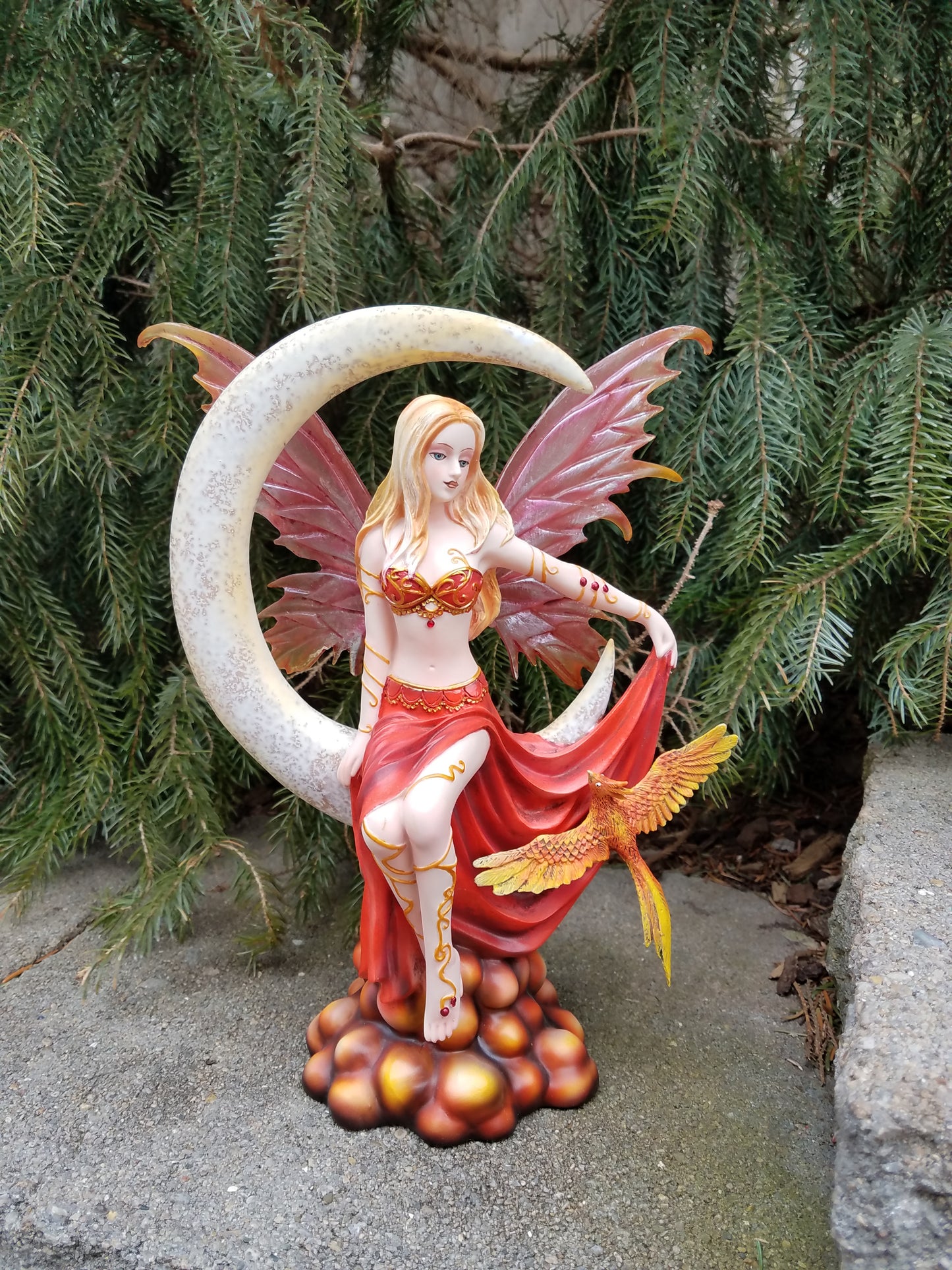 Fire Crescent Moon Fairy Figurine