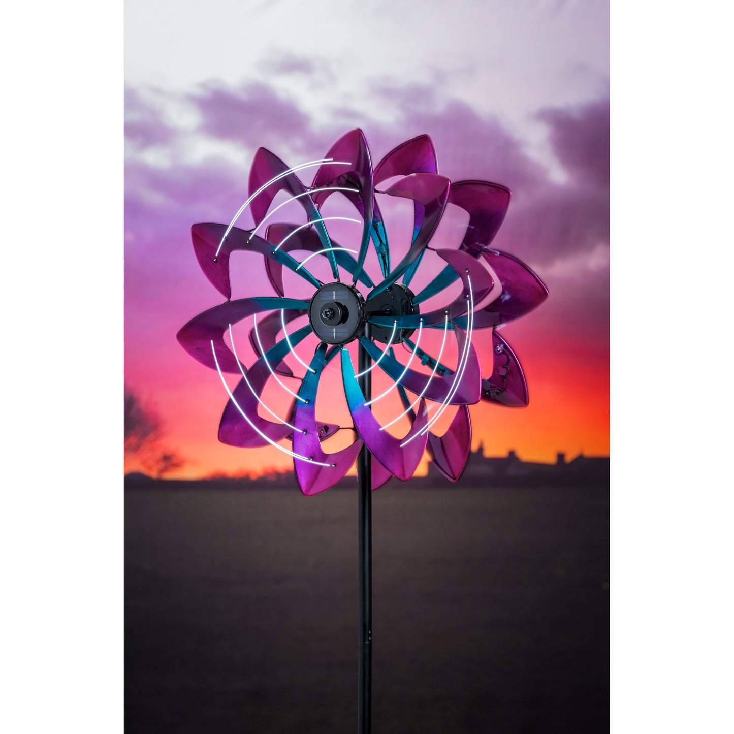 Magenta Solar Spinner Garden Stake