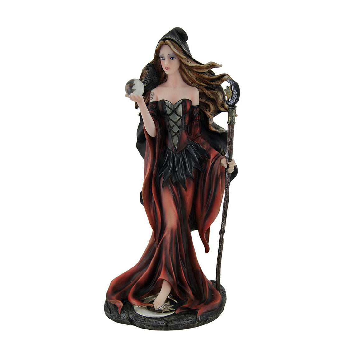 Red Witch with Crystal Ball Figurine