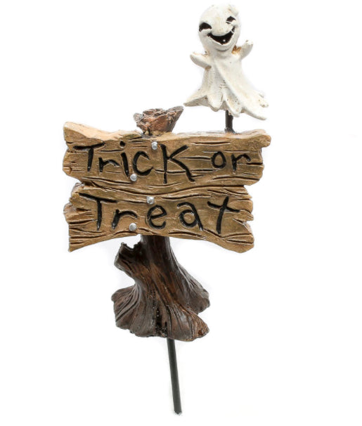 Halloween Trick or Treat Sign Pick with Ghost