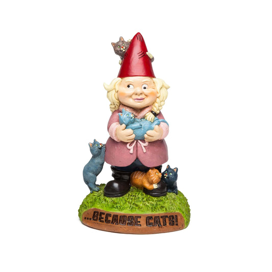 Crazy Cat Lady Garden Gnome