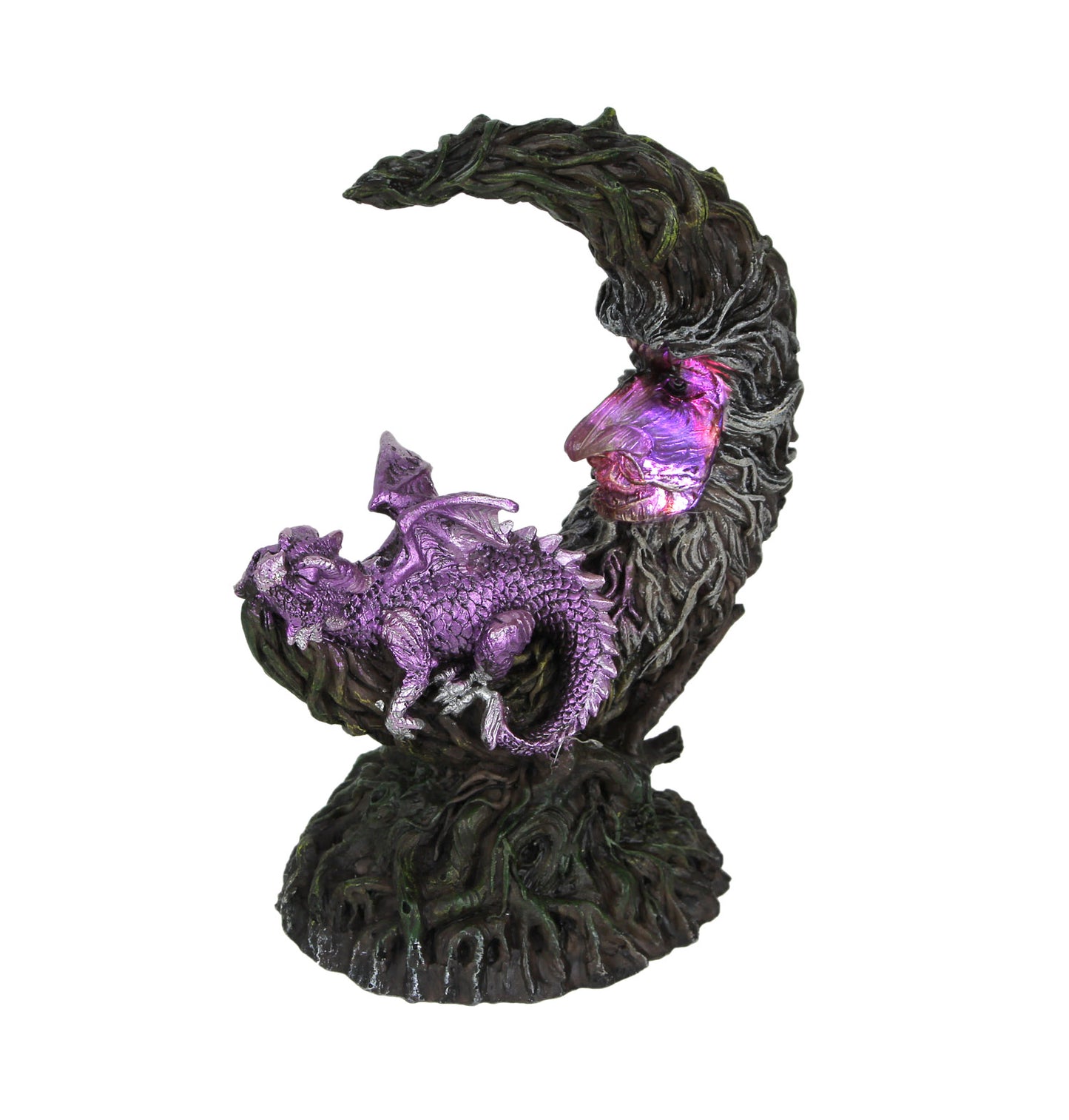 Greenman Moon LED Décor Figurine with Sleepy Lavender Dragon