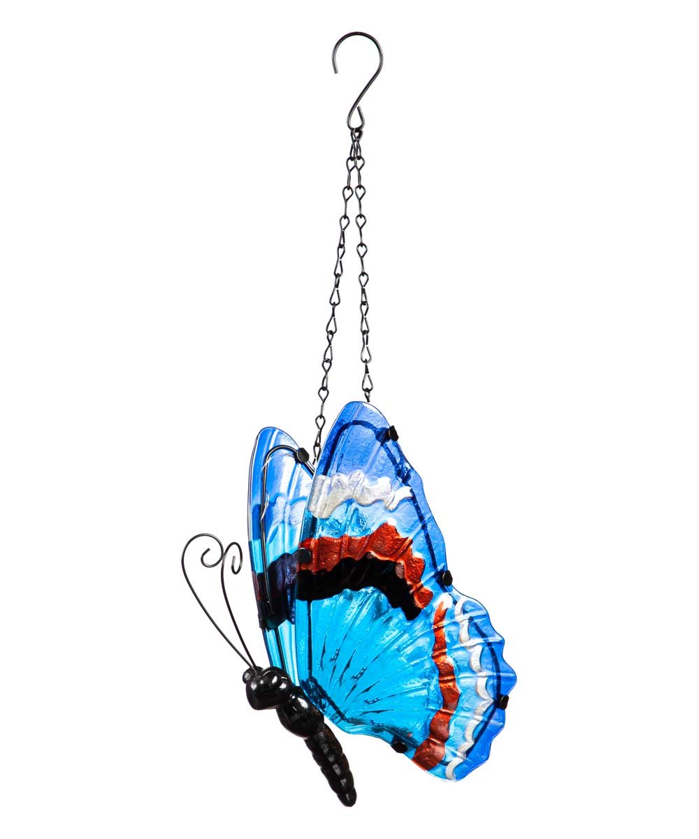 Blue & Red Butterfly LED Lantern