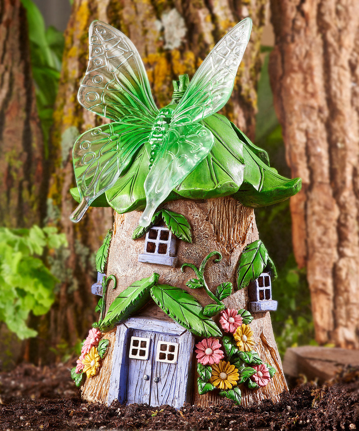 Solar Light Up Butterfly Fairy House