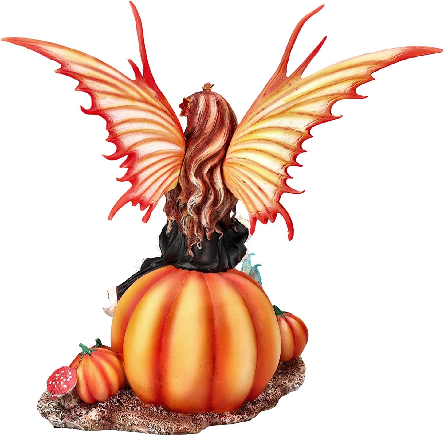 Fairy Sitting on Pumpkin Figurine