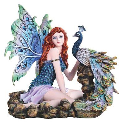 Fairy with Peacock Figurine
