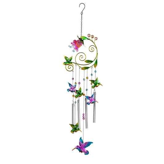 Glass and Metal Hummingbird Windchime