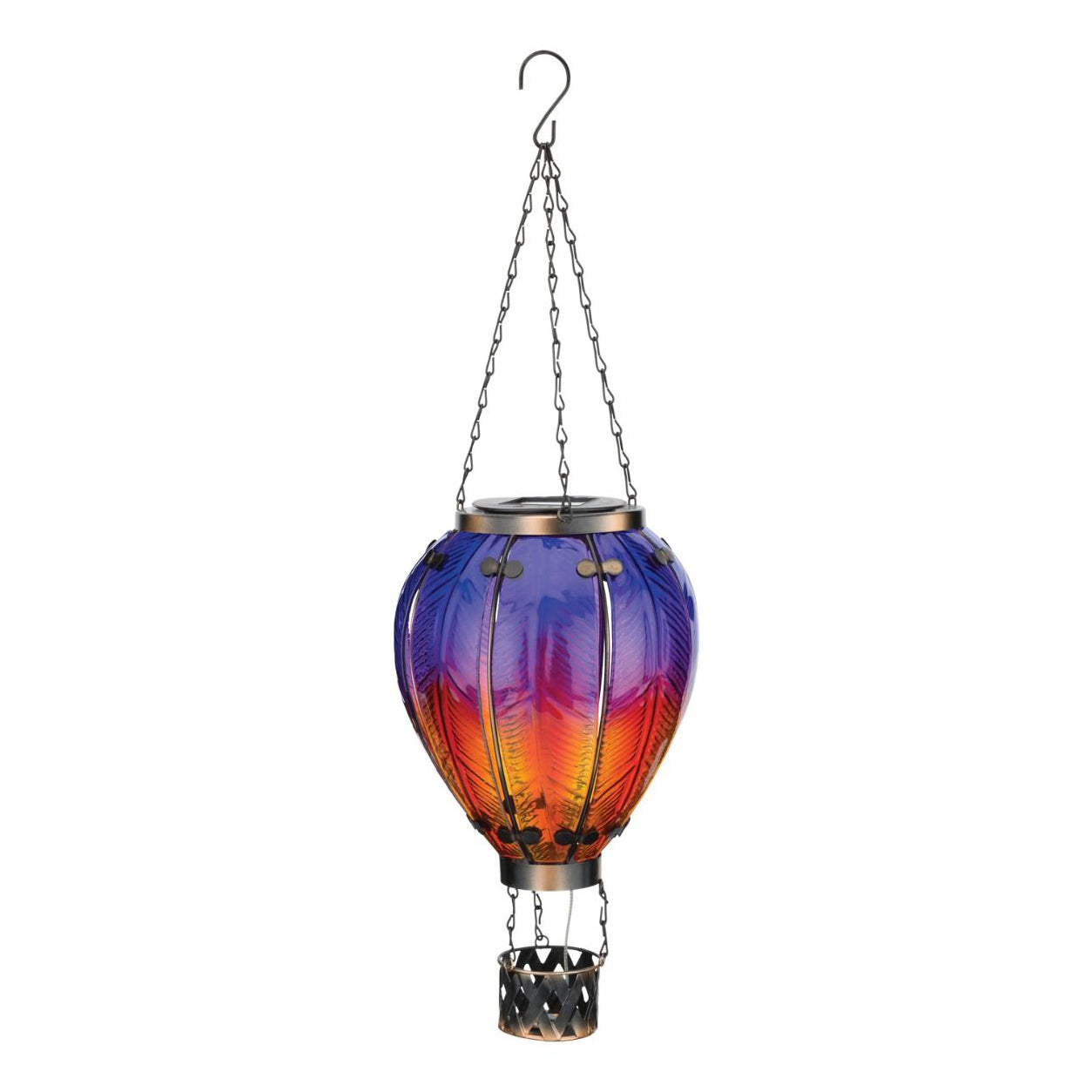 23" Purple Hot Air Balloon Hanging Solar Lantern