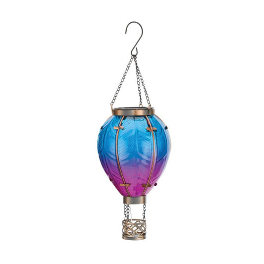 Blue Hot Air Balloon Hanging Solar Lantern