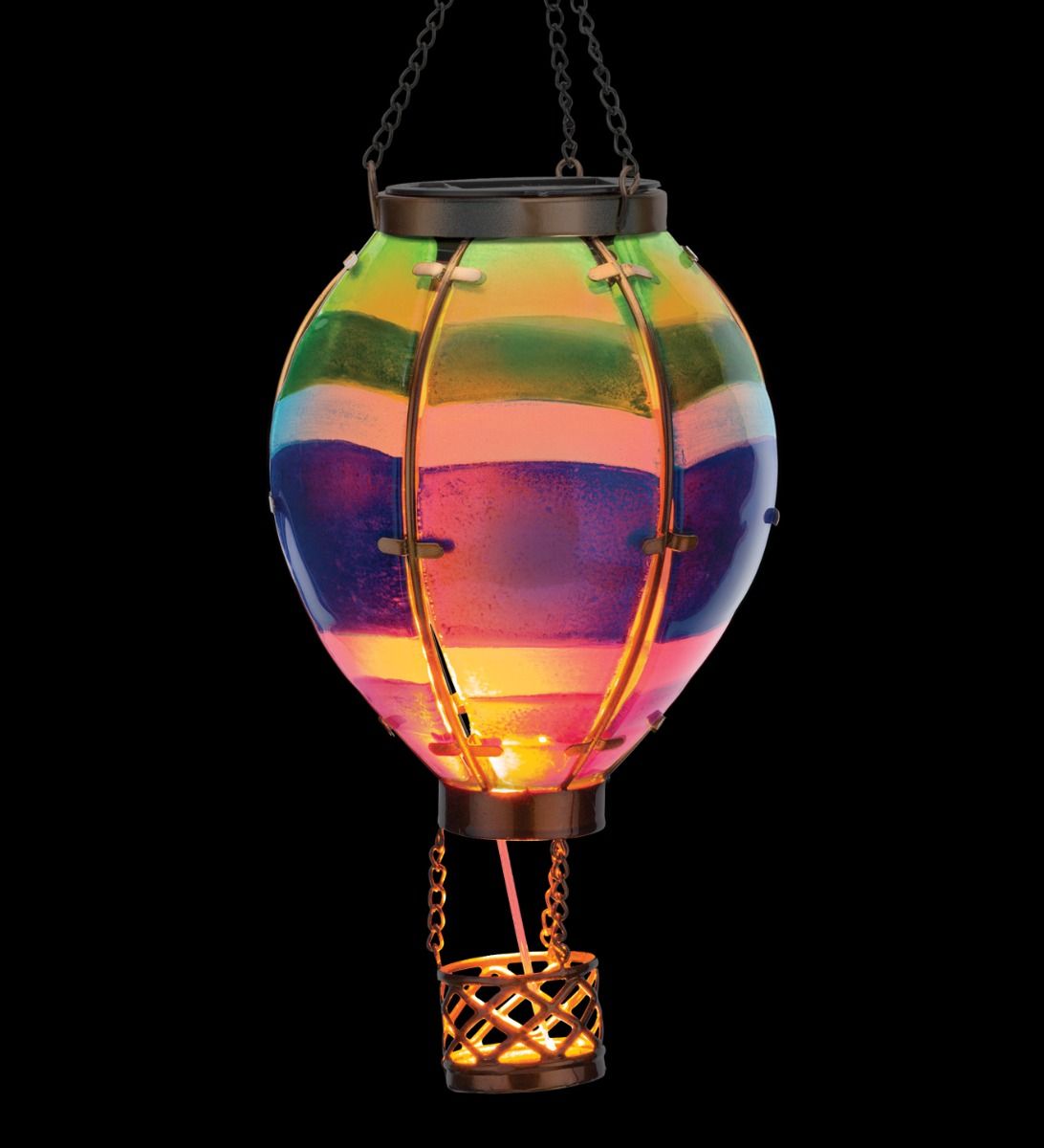 Stripe Hot Air Balloon Hanging Solar Lantern