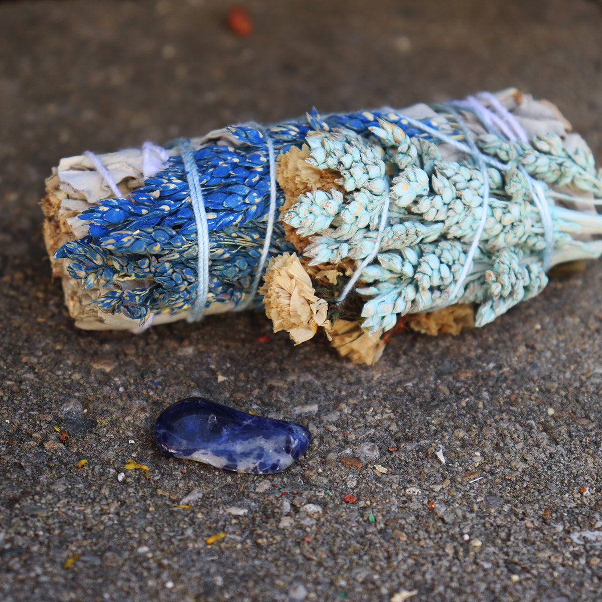 White Sage & Flowers Smudge with Sodalite